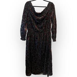 W by Worth Rose Velvet Off the shoulder Midi Dress sz 2